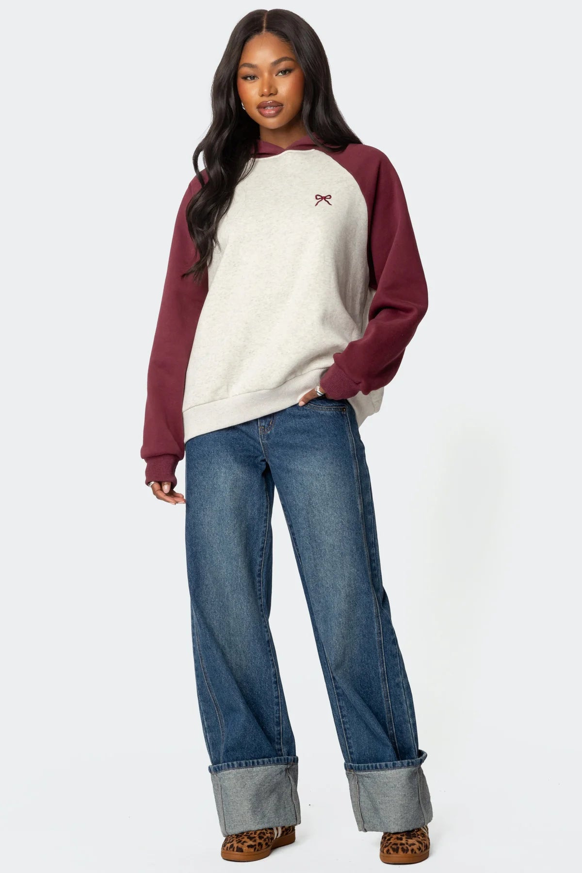 Amazon Women's Fashion New Hooded Women's Pullover Embroidered Rags Color Blocked Sweatshirt Y2K Sweatshirt