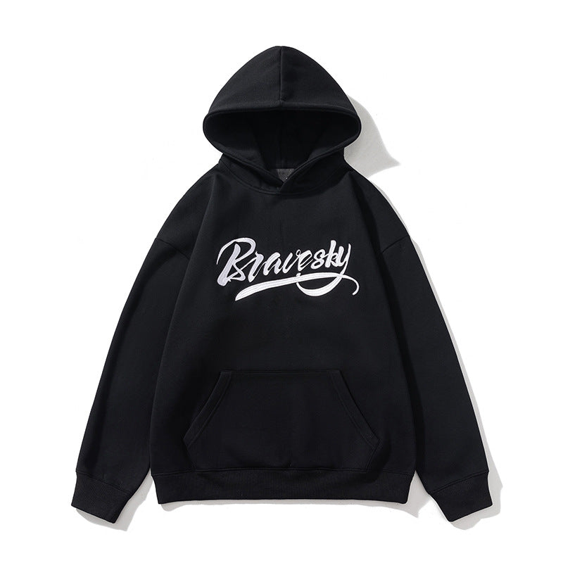 2026 National Trend Fleece-Lined Sweatshirt New Original Design with Embroidery, American Style Hooded Sweatshirt, Autumn and Winter Warm Jacket