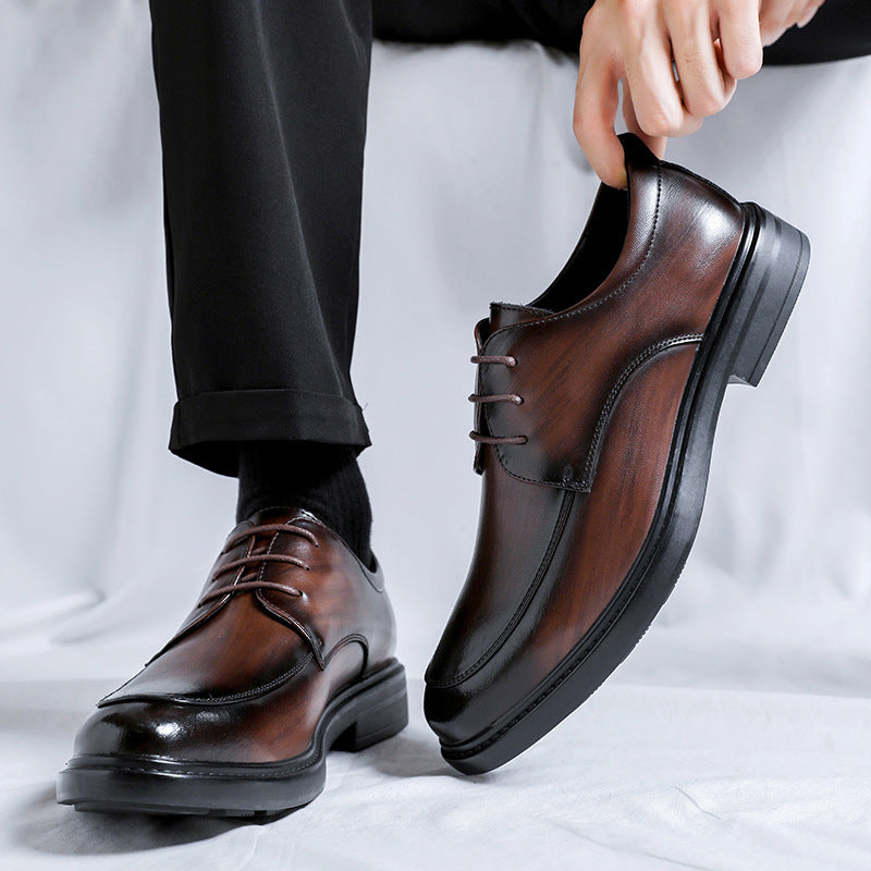 Men's Shoes 2023 New Autumn and Winter Casual Leather Shoes with Hidden Height Increase, Men's Formal Business Wedding Groom Shoes 9350-R