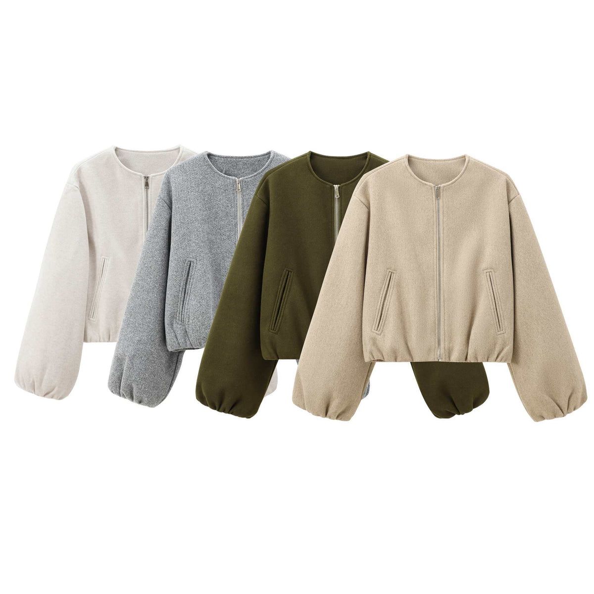 Jacket Soft Foreign Trade Spring New Women's European and American Style Short Round Neck Pilot Zipper