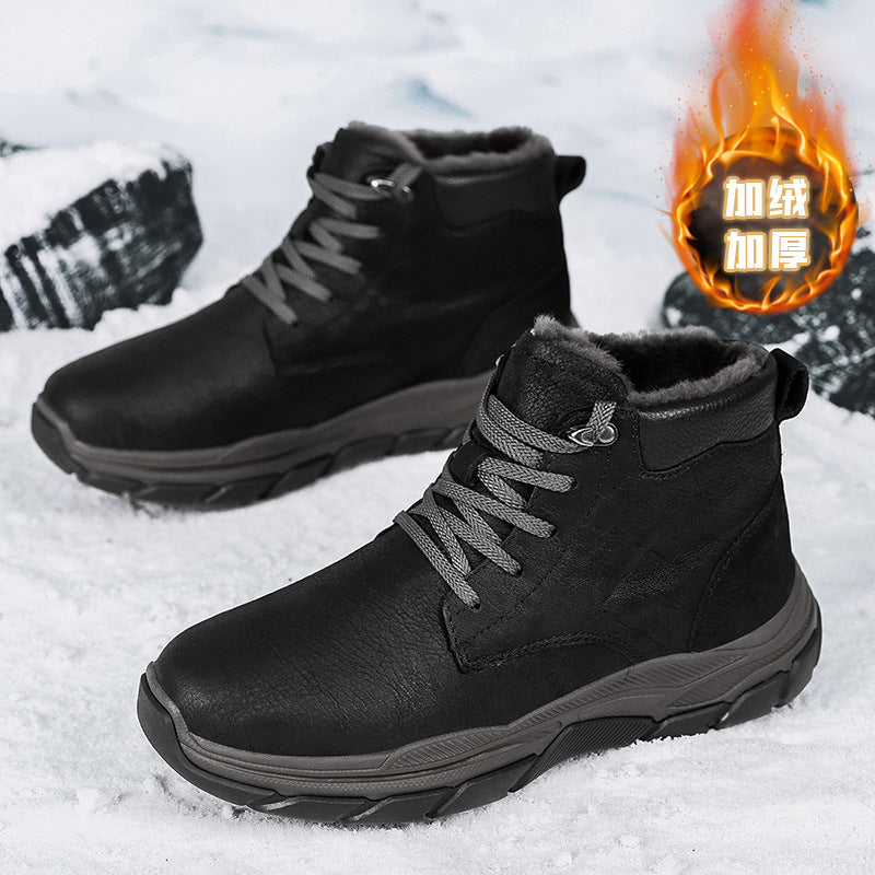 Northeast Snow Boots Outdoor Fashion Leisure Sports Lock Warm Men's Shoes Cushioning Shock Absorbing Wear-resistant Antifreeze Cotton Boots for Men