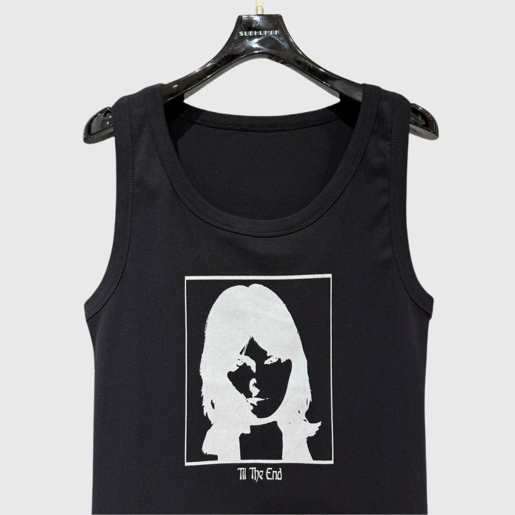 Women's SUBHUMAN Style American Style Fashion Brand Black All-match Slimming Printed Sling Vise T-shirt for Women