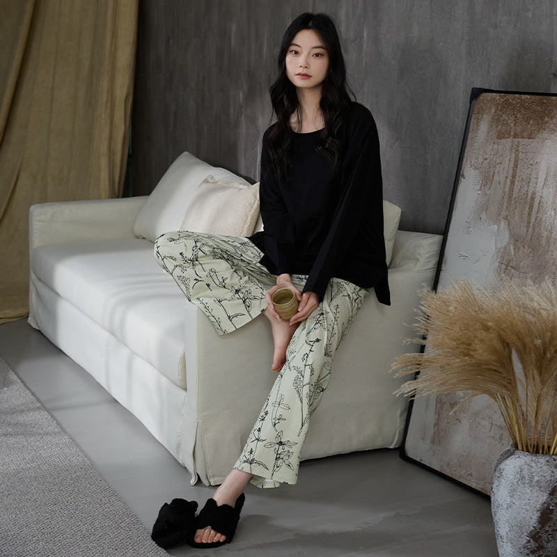 Deershi Pure Cotton Pajamas with Breast Pads for Women 2025 New Spring and Autum Long-Sleeved Loose High-End Home Clothes That Can Be Worn Outside