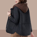 Lingge cotton-padded jacket women's 2024 autumn and winter new fashion age-reducing middle-aged mother hooded loose plus size cotton-padded jacket