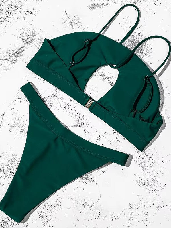 Billion swimming 2025 foreign trade new split bikini women sexy solid color strap low waist hollow swimsuit wholesale