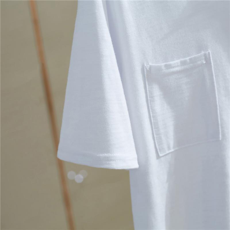 Short-Sleeved T-Shirt for Women in Summer Ins Style Bamboo Cotton Korean Style Cotton V-Neck Loose White Top Bottoming Shirt for Women Versatile