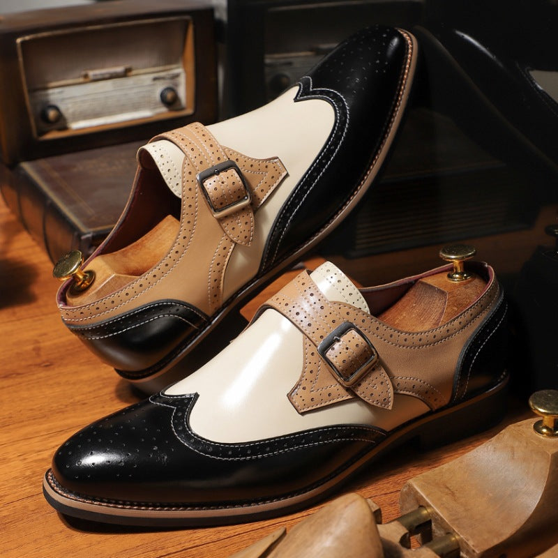 Spring and Summer Men's Business Formal Casual Leather Shoes Brogue Carved Leather Shoes Large Size Fashionable Versatile Men's Shoes 503