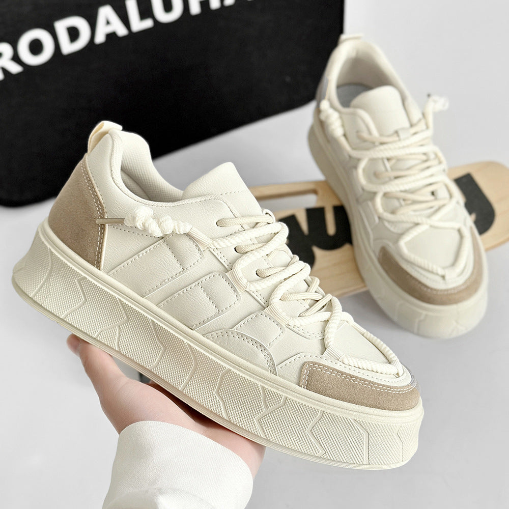 Men's Sneakers Japanese Style Trendy Versatile Shoes for Teenagers Original Niche Ins Thick-Soled Black and White Casual Shoes Trendy Ins Style
