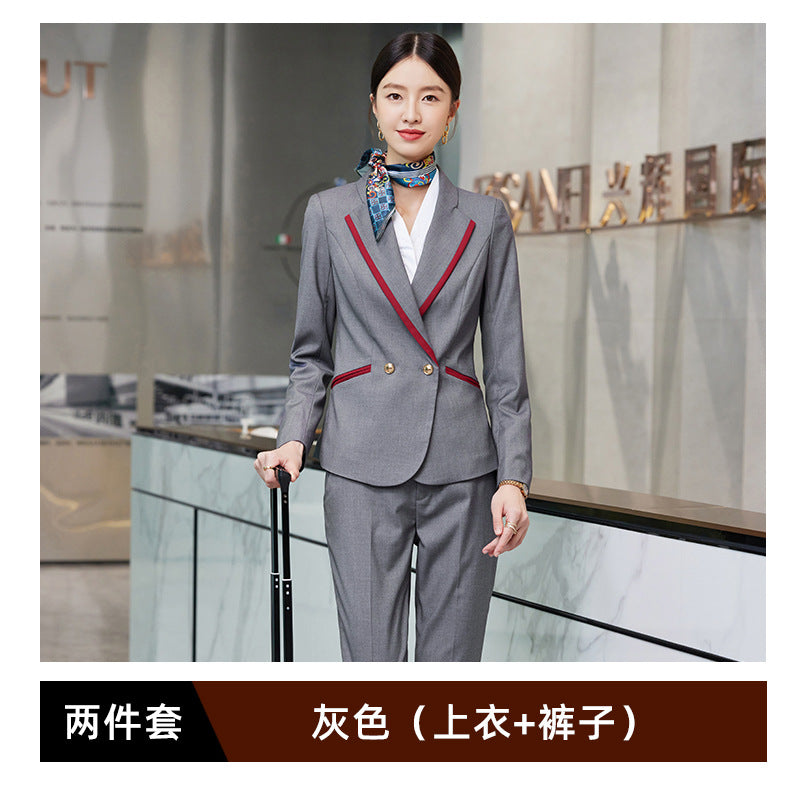 Professional Suit suit Men's and Women's Hotel Work Uniform Suit Property Customer Service Business Commuter Front Office Work Clothes Autumn