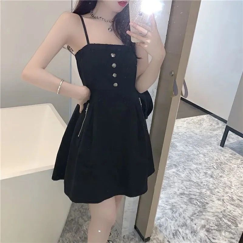 summer new gentle wind can be salt can be sweet off-shoulder small waist slim long sling dress