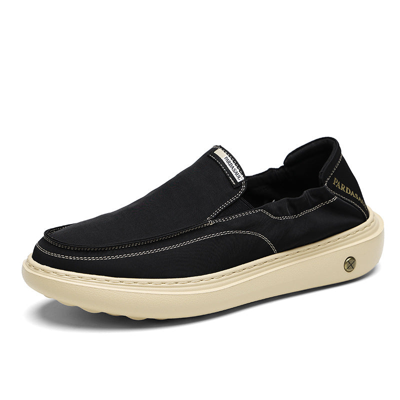 Cloth Shoes Men's Summer Breathable Wide-Toe Slip-On Soft-Soled Lightweight 2025 New Trend Color Matching Men's Thick-Soled Loafers