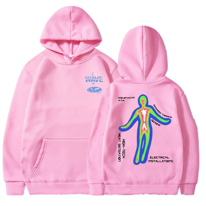 [Cross-border European Code] Skeleton Thermal Imaging Graphic Print Hoodie