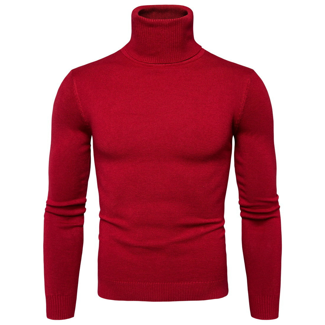 Amazon foreign trade autumn and winter new men's solid color slim turtleneck sweater sweater plus size men's pullover base shirt