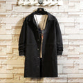 Foreign Trade Cross-Border Plus-Size Men's Denim Jacket Mid-Length Trench Coat Men's Clothing Spring and Autumn Fashion Casual Top Amazon