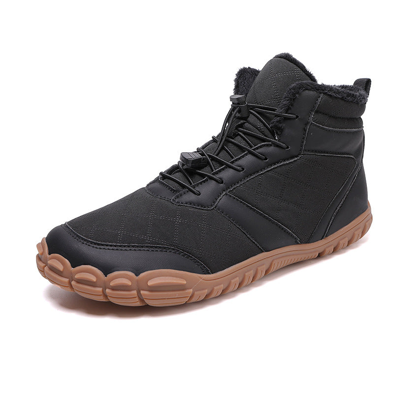 Winter Outdoor Waterproof Cotton Shoes with Velvet and Thickeneding to Keep Men's Hiking Shoes Snow Boots Non-Slip and Wear-Resistant Mid-Calf Cotton Boots