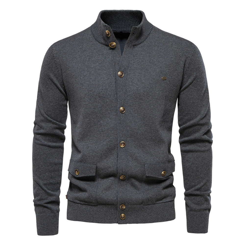 European and American Men's Sweaters, Men's Cardigans, Business Casual Autumn and Winter 2024 Cross-Border New Tops, Pure Color, High Quality