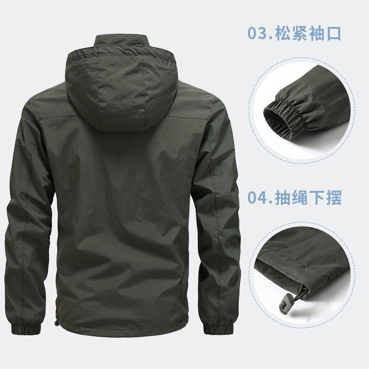 Cross-Border Spring and Autumn Mountaineering Jackets for Men, Quick-Drying Windproof Outdoor Work Jackets, Men's Outdoor Trendy Jackets