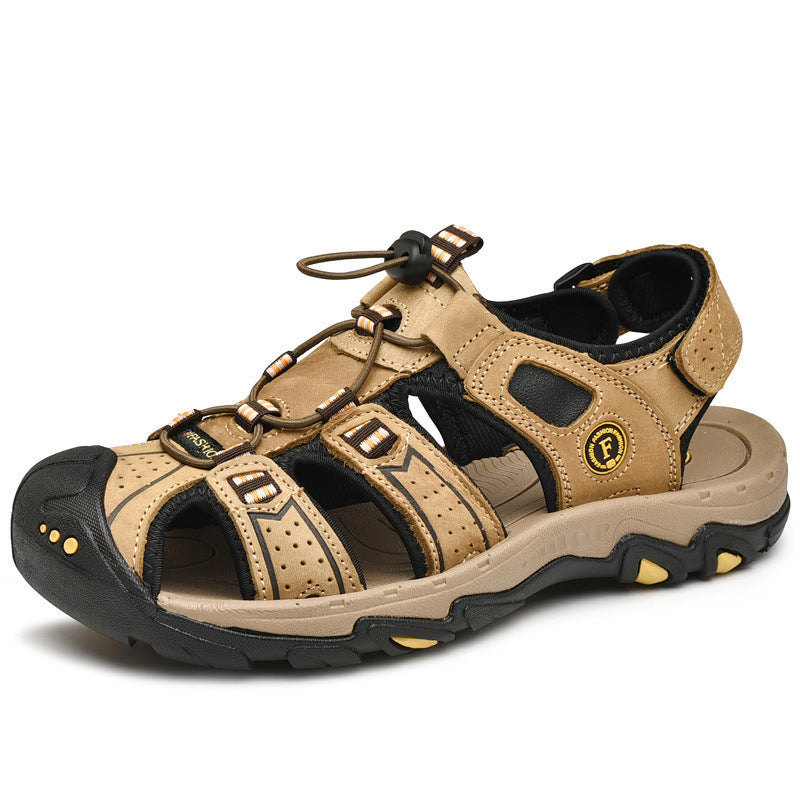 Cross-Border Large Size Sandals Summer New Men's Hollow Breathable Sandals Outdoor Toe-Toe Beach Shoes Dad Shoes