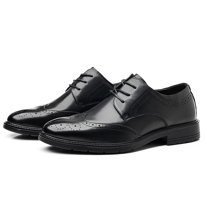 Leather Shoes for Men, Genuine Leather, High-End, Spring Season, Men's Business Formal Wear, Suit Leather Shoes, British Style Wedding Shoes, Brogue Shoes
