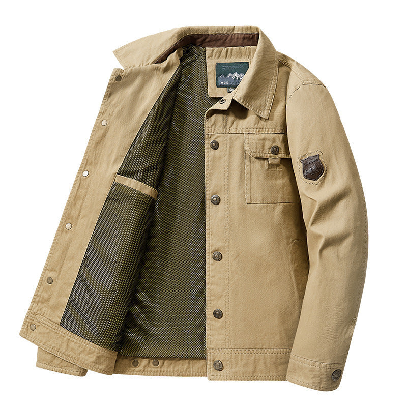2025 Spring and Autumn Middle-Aged Men's New Jackets Middle-Aged and Elderly Dad's Lapel Solid Color Casual Jackets Men's Jackets
