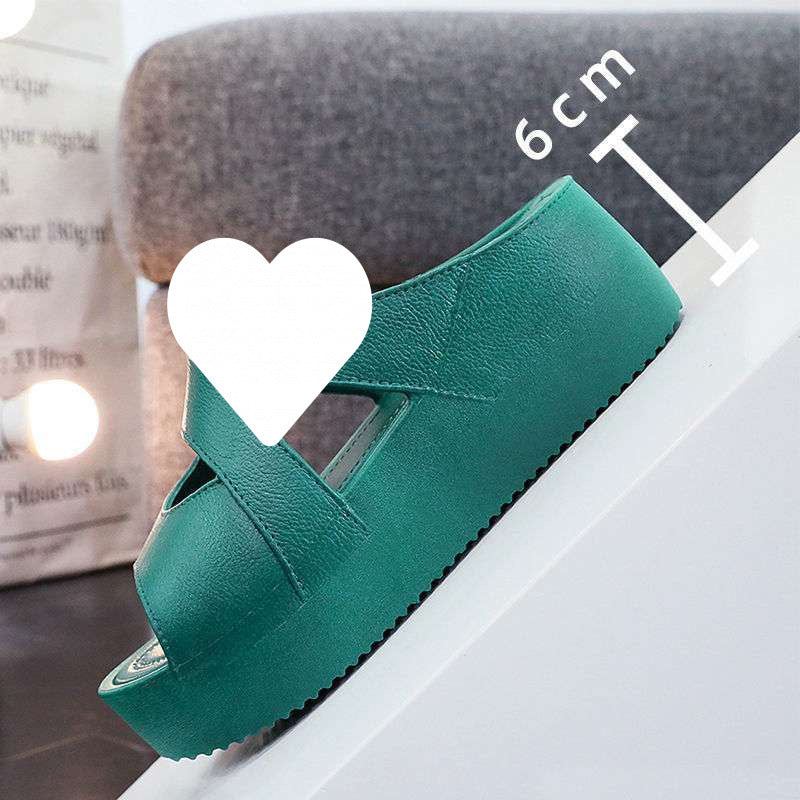 High-Heeled Slippers for Women to Wear in Summer, Ultra-Thick Soles, New Home Hot Style Wedge Heels, Platform Slippers, Non-Slip Plastic Sandals