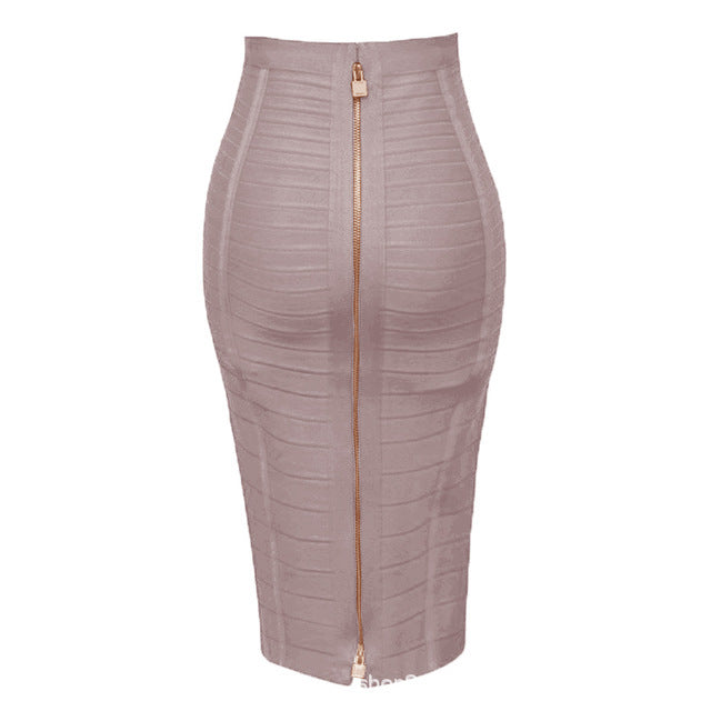 Bandage Skirt Stripesd Zipper Double-Open Sexy High-Waist Hip Skirt Skirt