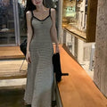 French Style Hip Dress Women's Summer New Fashion Casual A- line Stripe Slim-fit Slimming Sling dress