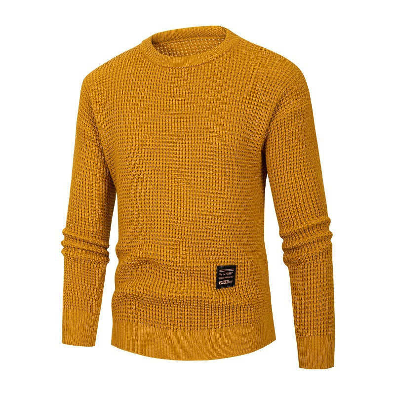 Amazon 2024 New Autumn and Winter Men's Crewneck Sweater Men's European and American Solid Color Base Sweater Fashion Top