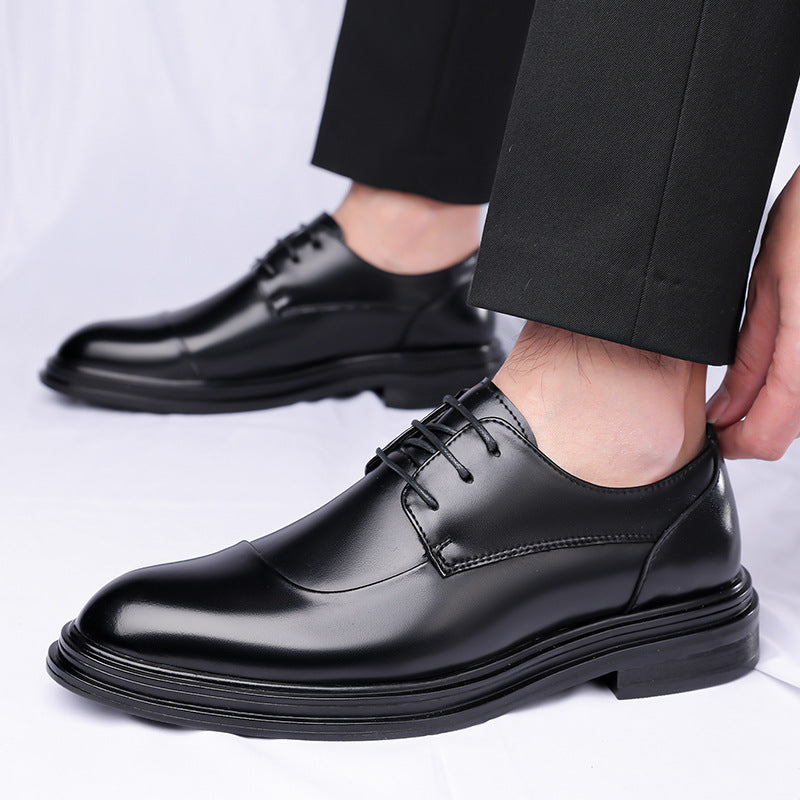 Men's Large Size Leather Shoes for Export, 2026 Autumn New Model, Men's Lace-Up Business Formal Casual Shoes, Pre-Wedding Groomsmen Shoes