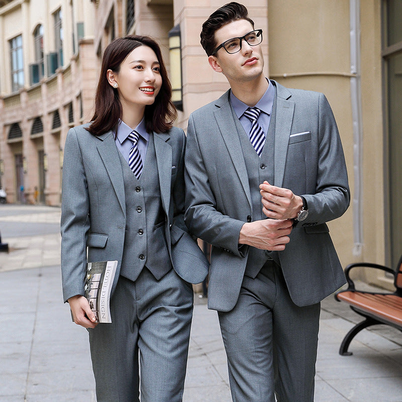 Business Attire for Men and Women, Autumn and Winter Fashionable Slim Business Suits, Women's Four-Piece Vest Formal Suits