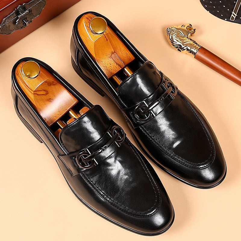 New Korean Style Business Formal Men's Shoes, Men's Casual Leather Shoes, British Style Comfortable and Versatile Breathable Loafers, Men's Leather Shoes