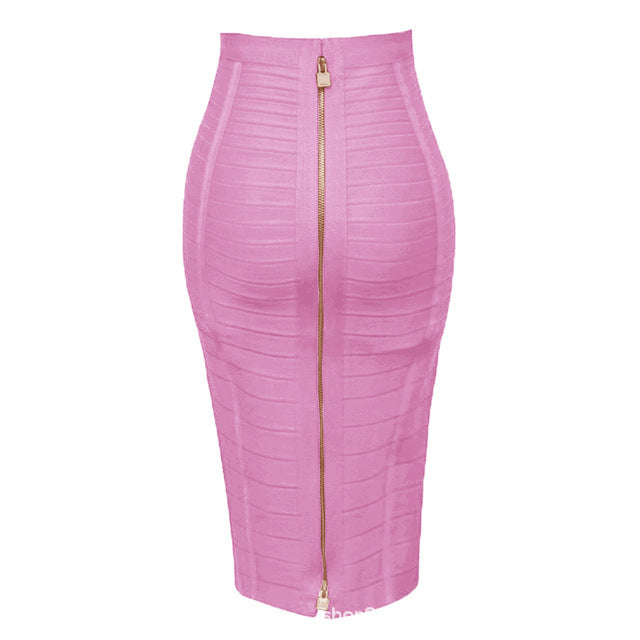 Bandage Skirt Stripesd Zipper Double-Open Sexy High-Waist Hip Skirt Skirt