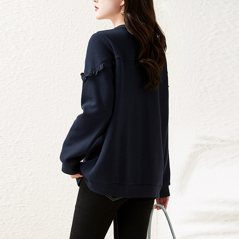 Real Shot of 2025 Autumn New Large Size Pearl Chain Edge Jacket Loose Fat Girl Women's Clothing