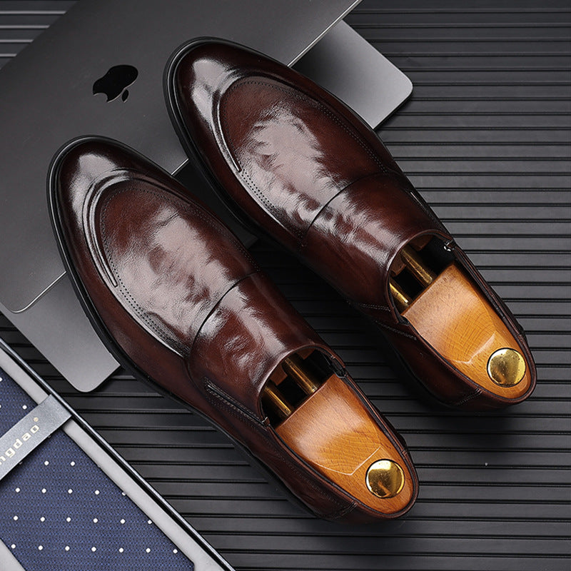 Parmate men's shoes leather shoes Nanqing high-end genuine goods soft leather British men's loafers 1368 Super sister business shoes