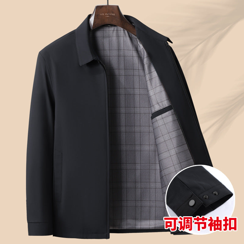 2025 Spring and Autumn New Business Jacket for Men, Middle-Aged Executive Jacket, Dad's Turn-Down Collar Coat, Men's Windproof Clothing