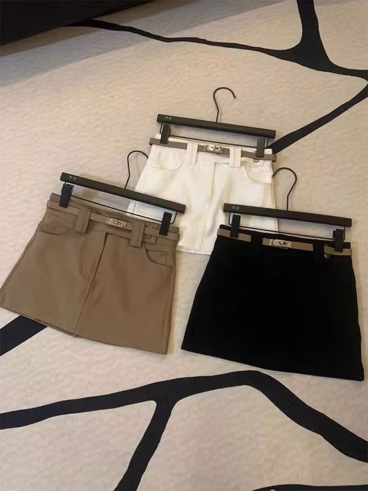 Spring and Autumn New High-Waisted Hip-Hugging Skirt, Slimming and Height-Enhancing Short Skirt, Anti-Exposure Design, Half-Body Skirt, Suit Hip-Hugging Skirt