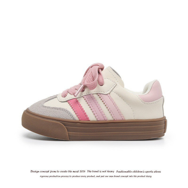 Children's Sports Shoes 2026 Spring and Autumn New Model Boys' Sneakers Breathable White Casual Shoes Kids' German Training Shoes