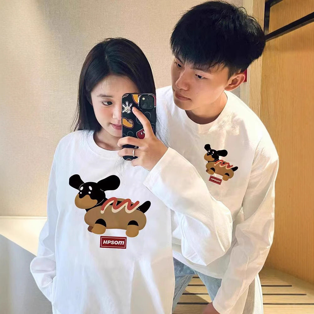 High-End Men's and Women's Long-Sleeved Ins-Style Tops, Special Couple Wear, Autumn and Winter Velvet Round-Neck Sweatshirts, Trendy Brand Class Uniforms