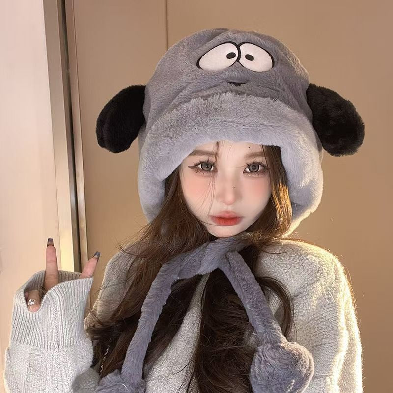 Autumn and Winter Plush Lei Feng Hat Versatile Ear Protection Cold-Proof Warm Hat Cycling Face-Slimming Korean Version Thickened Women's Landlord Hat