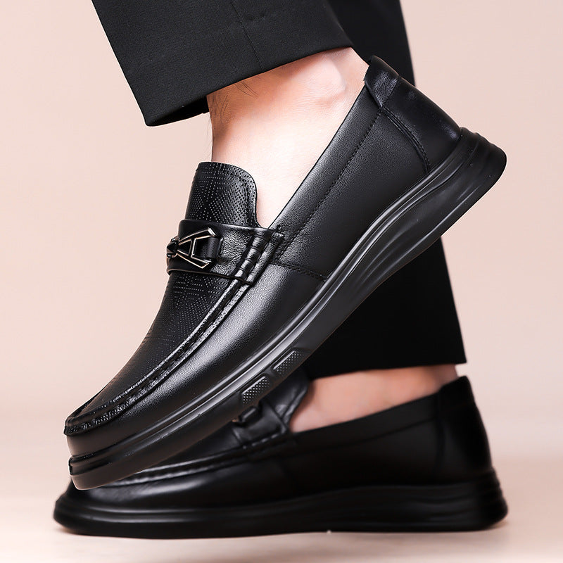 Loafers Men's Autumn Slip-on Lazy Casual Leather Shoes 2023 New Men's Cowhide Driving Peas Shoes Trendy