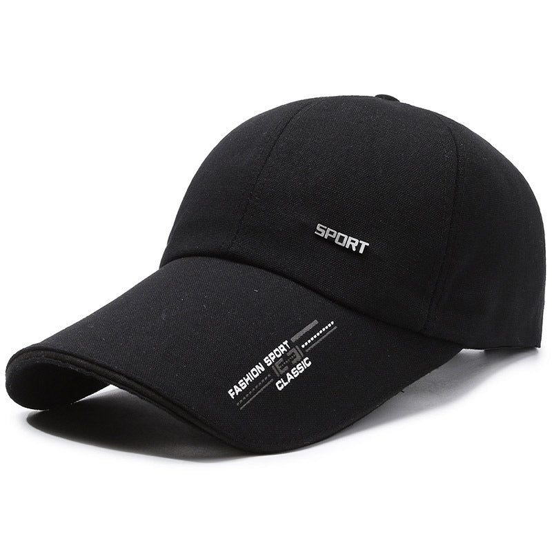 Spring and Autum New Men's Hats, Versatile Baseball Caps, Iron Labels, Casual Sun Hats, Extended Brim Peaked Caps