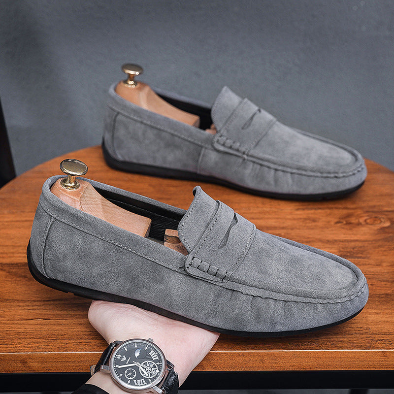 Doug Shoes Men's Casual Fashion Loafers Social Spirit Boys Frosted Leather Slip-on Lightweight Men's Shoes