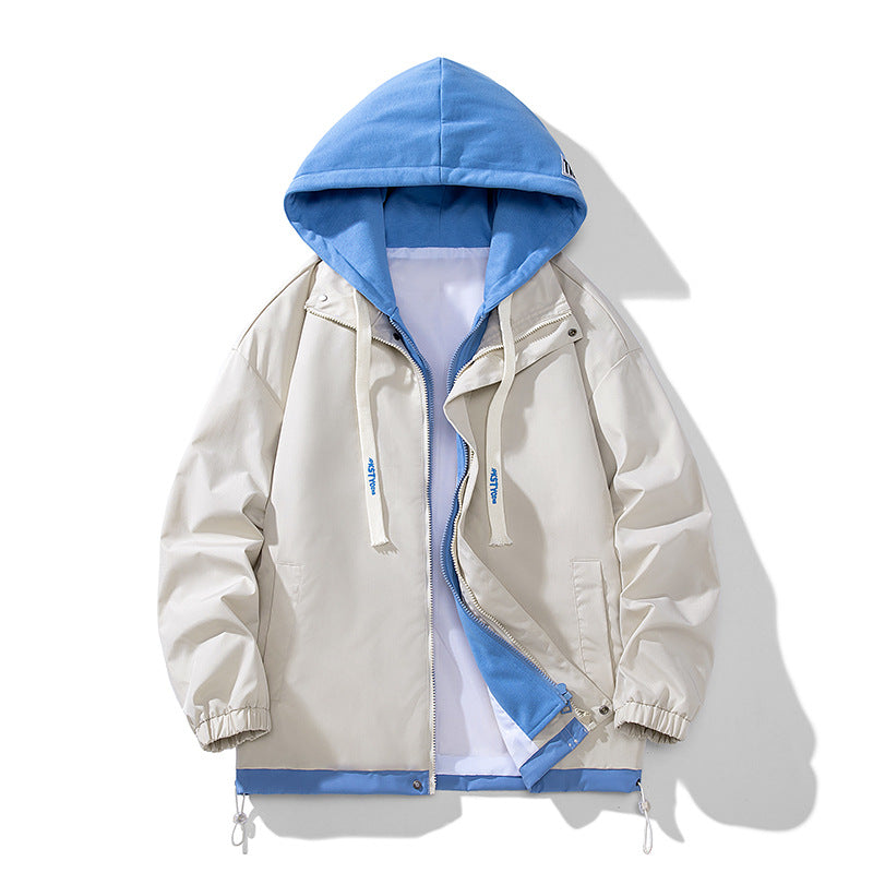 Outdoor Leisure New Style Men's and Women's Clothing Tops Windproof Jacket Coat Men's Fake Two-Piece Spring and Autumn Loose Fit