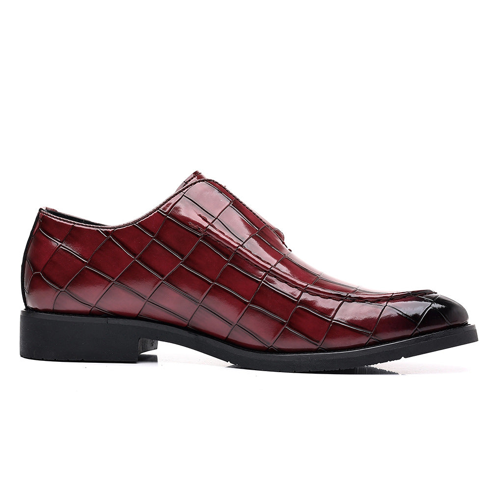 plus size Leather Shoes Men's Business Leg Plaid Shoes Fashion Buckle Loafers British Foreign Trade Casual Shoes shein