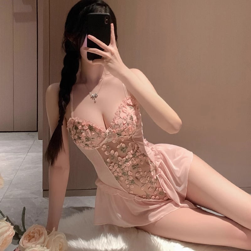 Sexy Pajamas Pure Desire Underwear Water Soluble Lace Nightgown Light Luxury Fashion Sexy Backless Internet Celebrity Nightgown High Sense