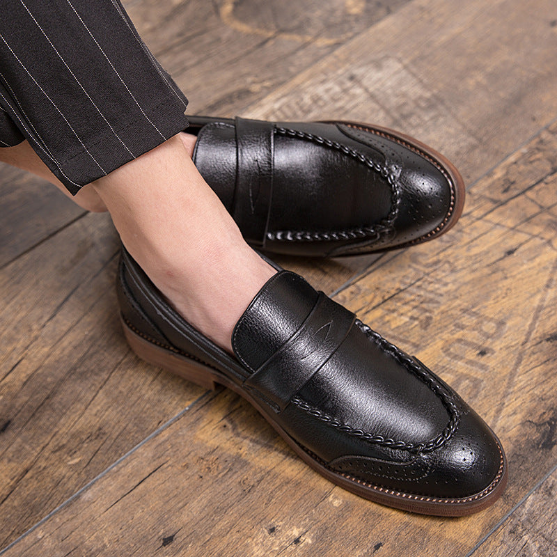 Men's Business Leather Shoes Cross-Border Large Size British Style Casual Shoes Fashionable Men's Slip-On Loafers Trendy Dinner Shoes