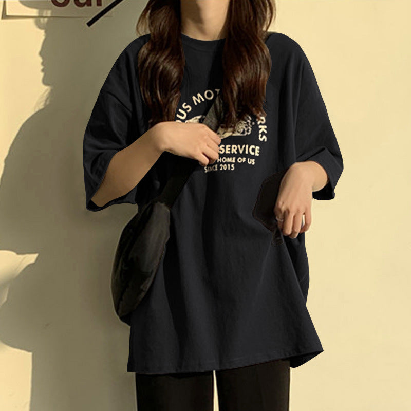 Summer Korean Style Loose Short-Sleeved T-Shirt for Women Korean Style New Bf Style Large Size Top Couple Bottoming Shirt Dropshipping