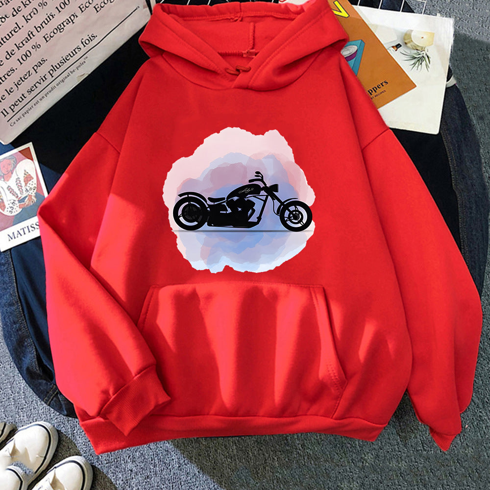 Hoodies Unisex Motocicleta Com Bolso, Moletom Encapuzado, Mo