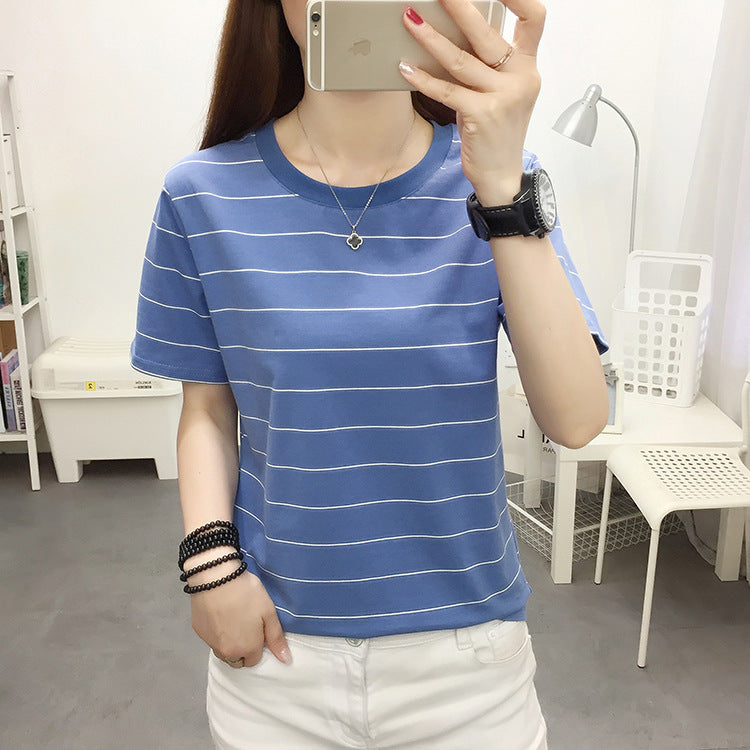 Middle-Aged Mom's Loose-Fitting Large-Size Pure Cotton Short-Sleeve T-Shirt for Women, Casual Irregular Top