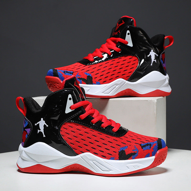 Boys' Shoes 2026 Spring New Model Kidsren's Non-Slip Wear-Resistant Basketball Shoes Mesh Breathable Boys' Sports Training Shoes